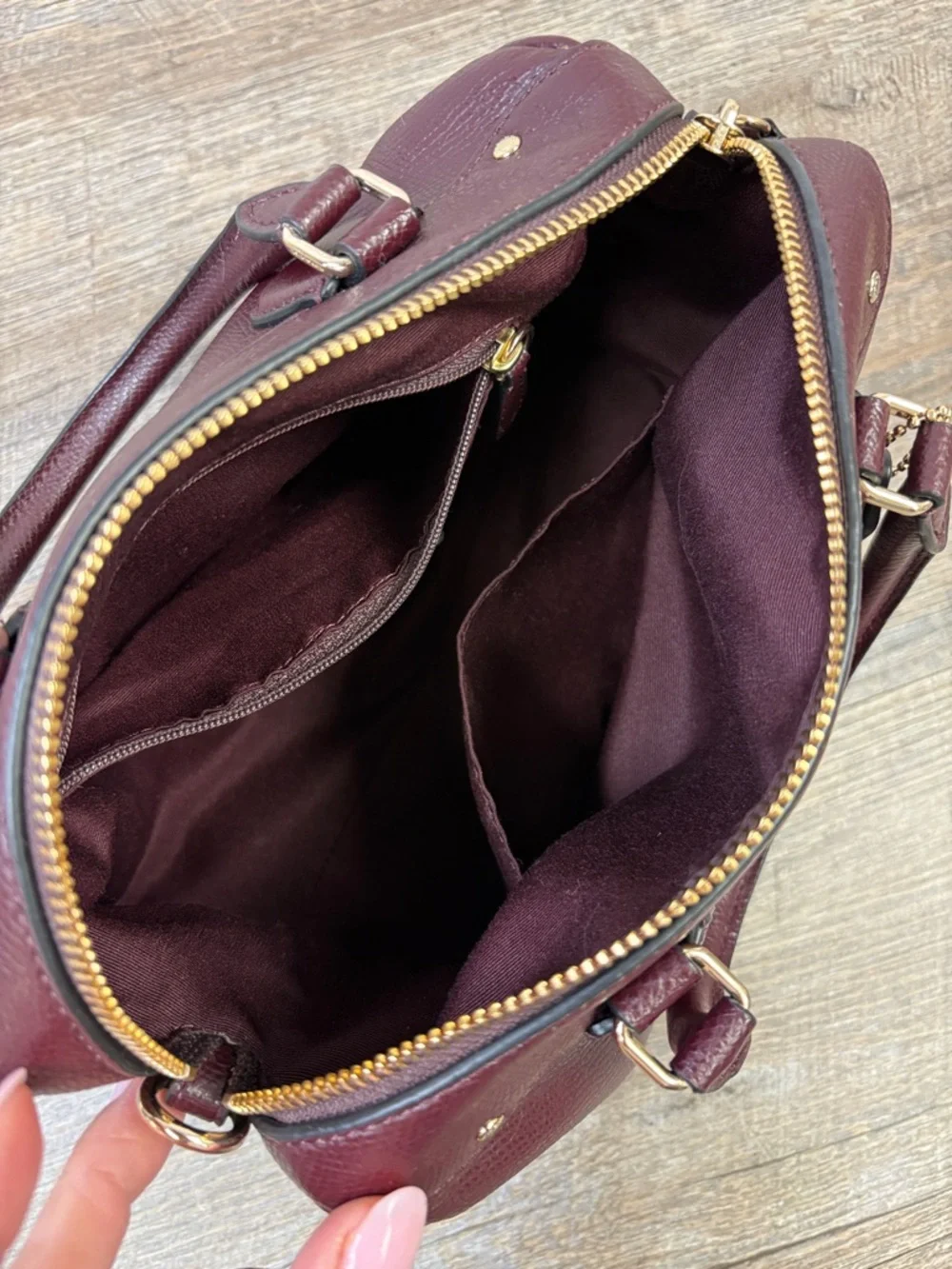 Coach Mini Bennett Satchel Oxblood Leather F36624  Bag Burgundy - Picture 7 of 13